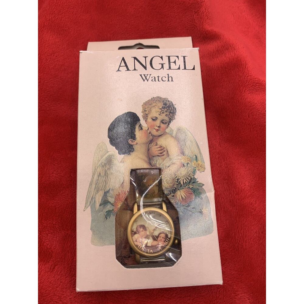Angel Quartz Watch Vintage Gold Tone Silicone Adjustable Band Needs Battery New